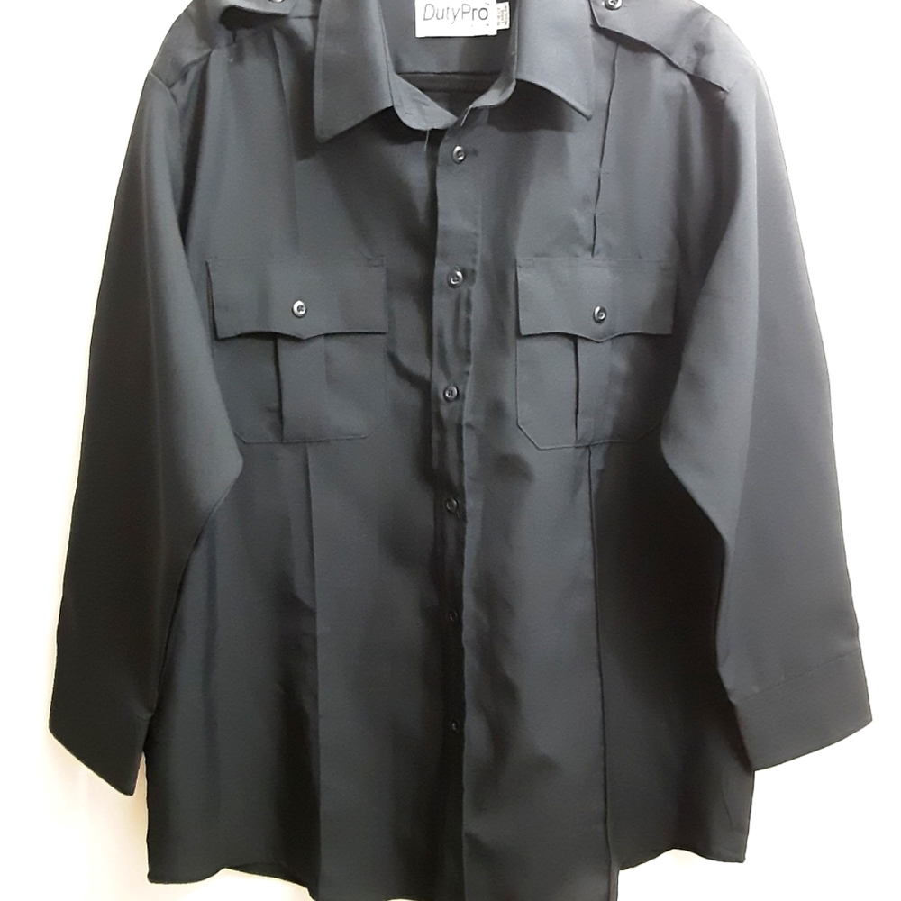 DUTY PRO Long Sleeve Button Down Black Shirt 16 161/2 Large Regular